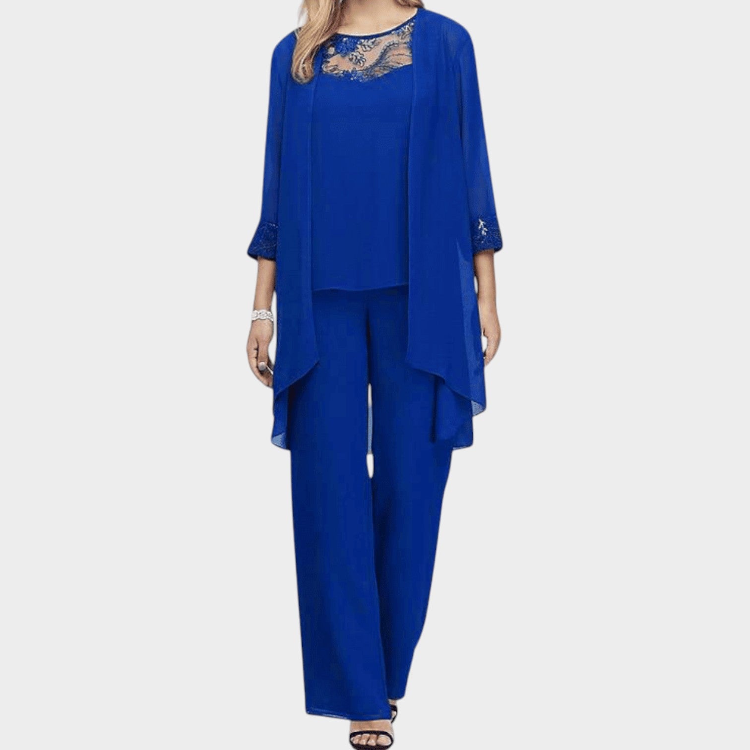 Formal Two Piece Chiffon Pant Suit