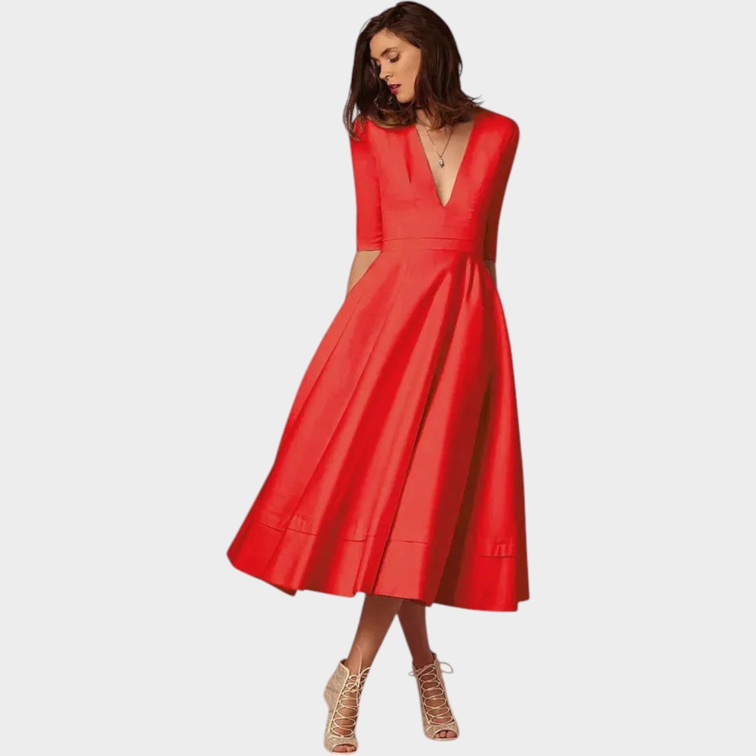 V-Neck Midi Summer Dress