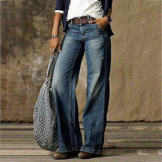 River | Women's Retro High-Waisted Wide Leg Flare Jeans