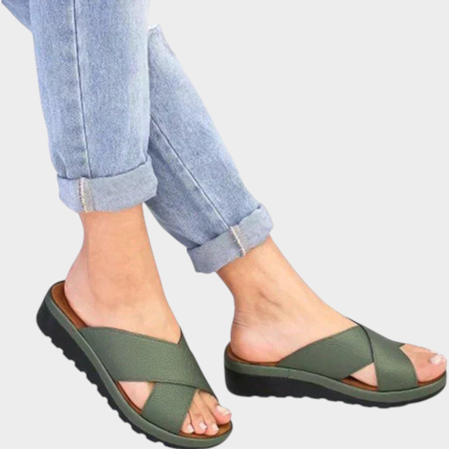Criss Cross Platform Slide Sandals