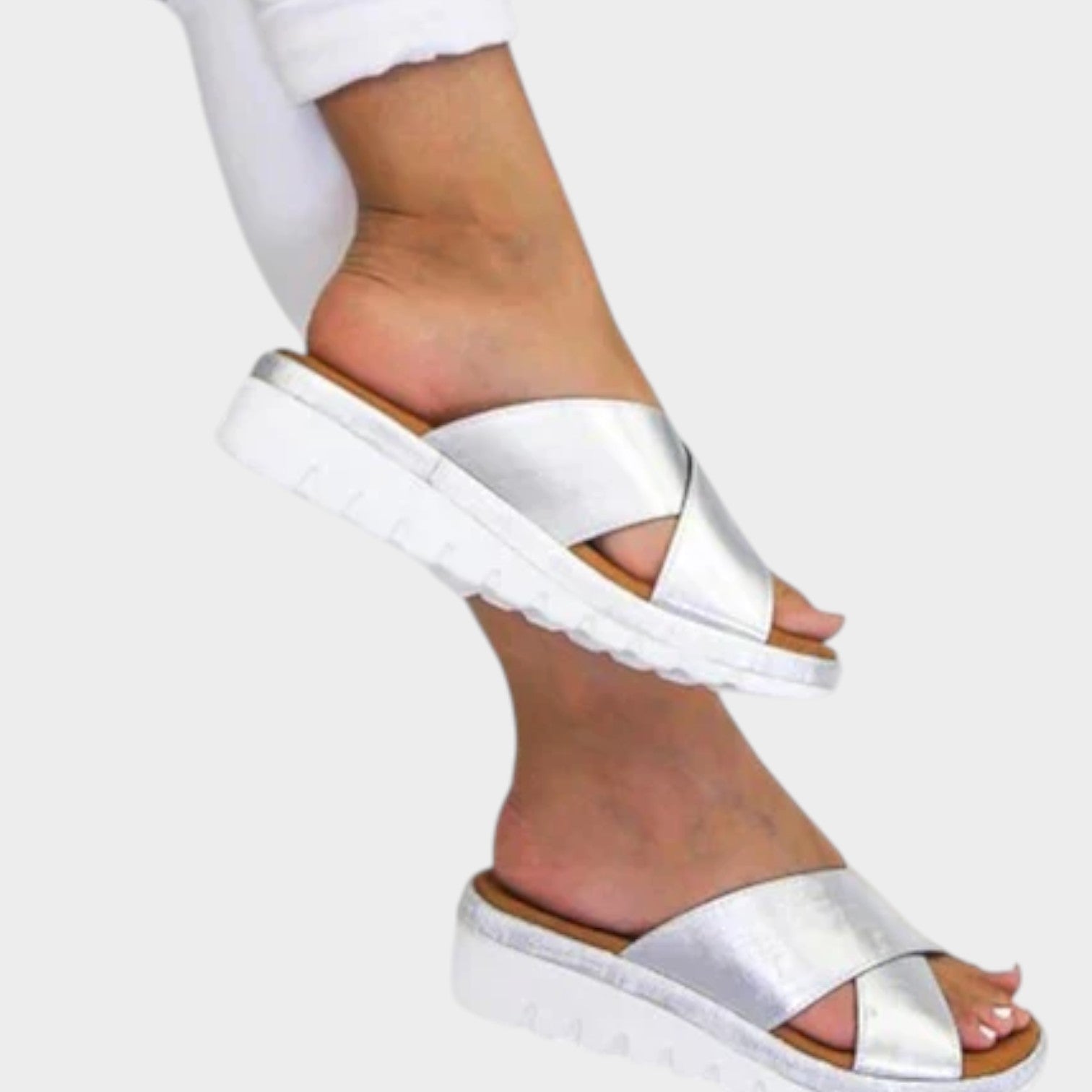 Criss Cross Platform Slide Sandals