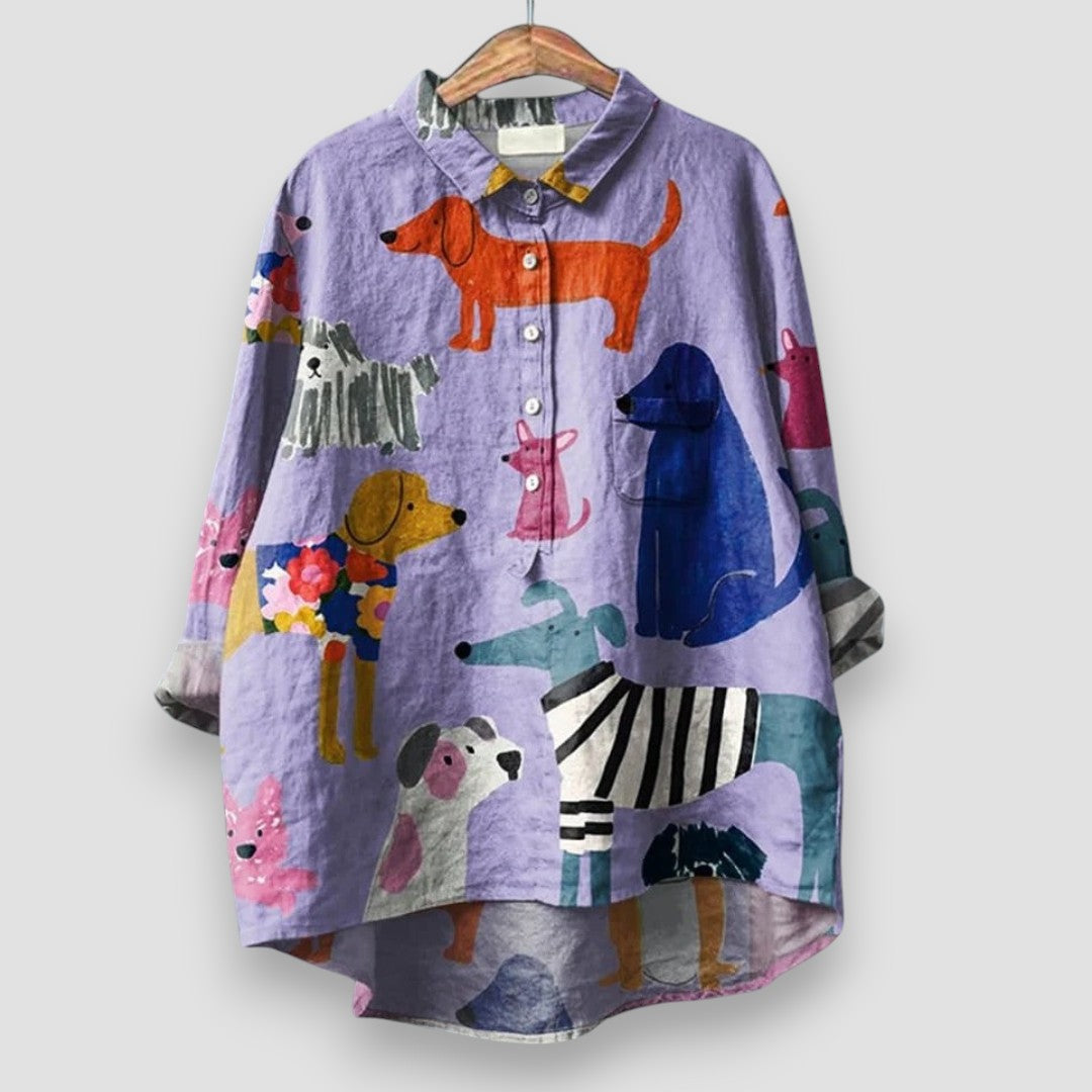 Geraldine™ | Women's Dog Print Shirt