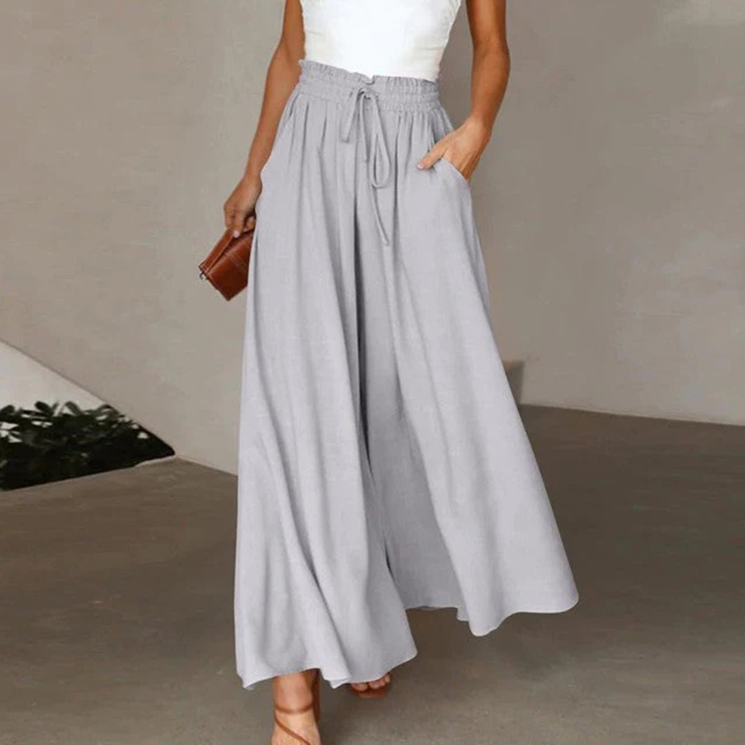 Terra | Women's High-Waisted Wide-Leg Pants with Smocked Drawstring