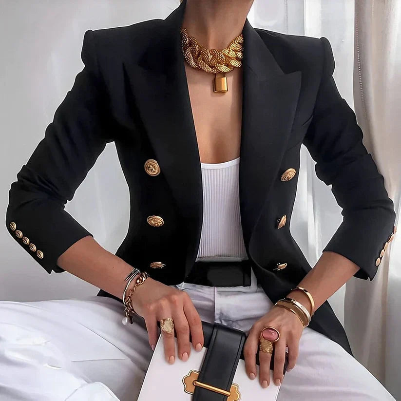 Monroe | Women's Timeless Double-Breasted Blazer Featuring Gold Buttons