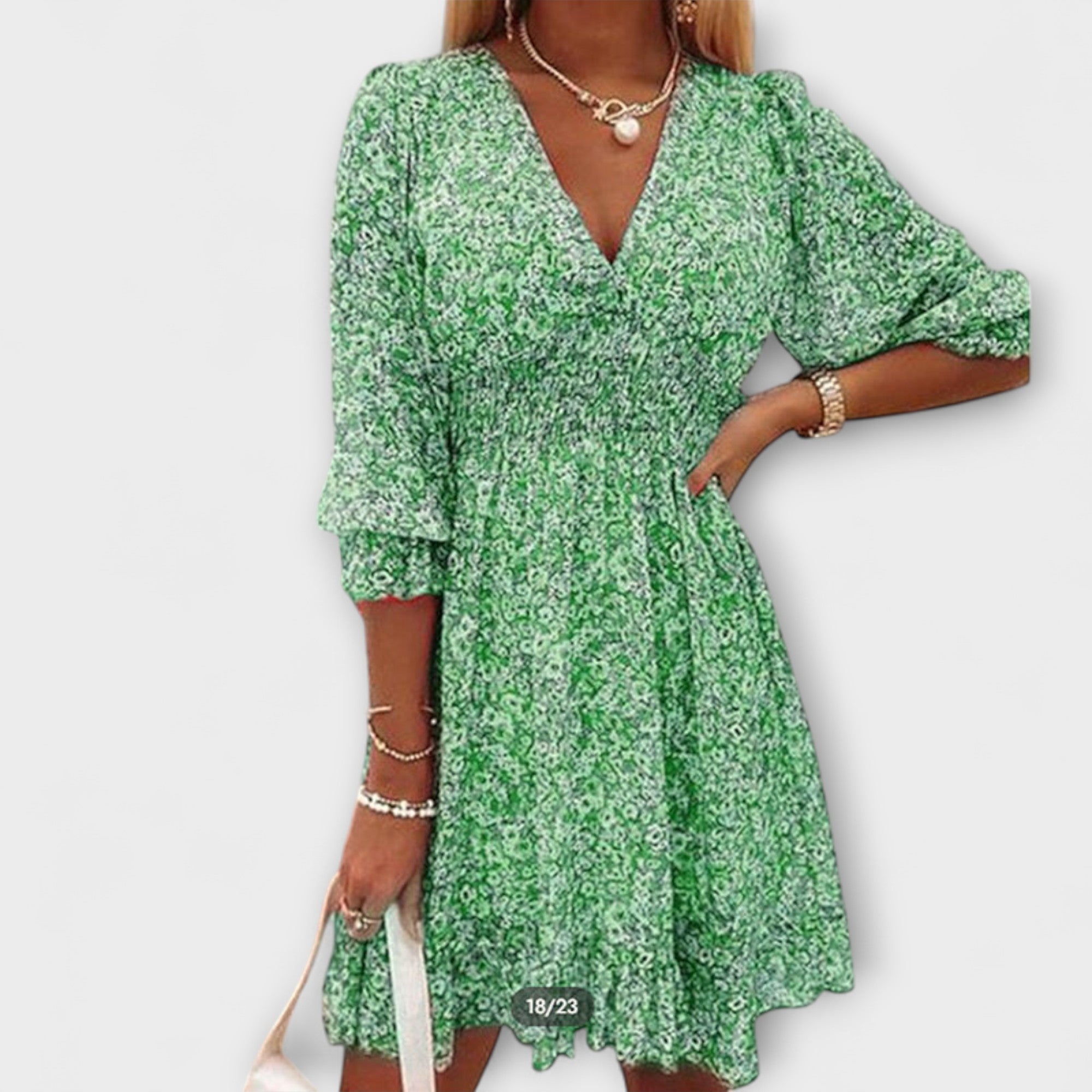 Linda™ | Women's Floral Puff Sleeve Dress