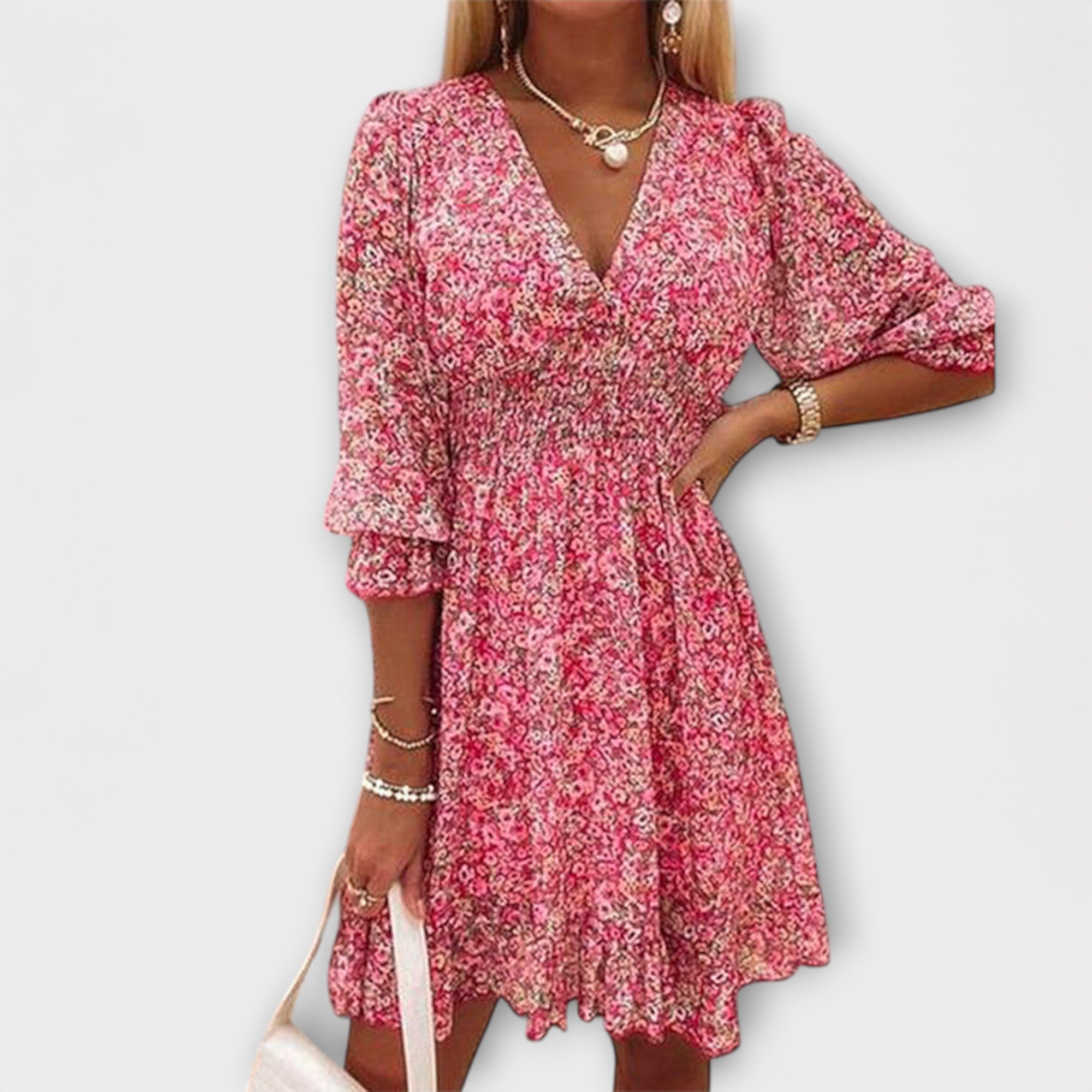 Linda™ | Women's Floral Puff Sleeve Dress