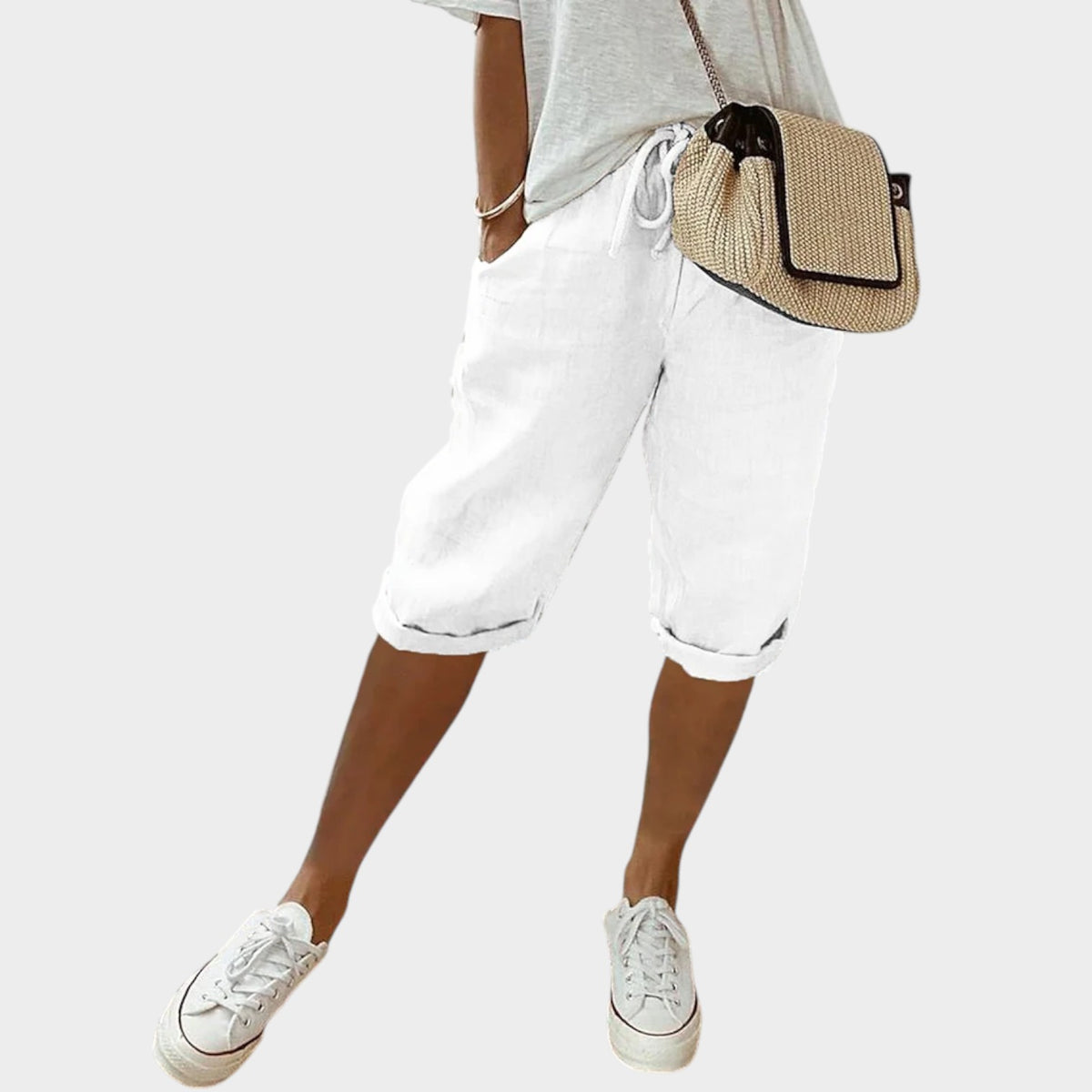 Women's Linen Pants Cropped Relaxed Fit