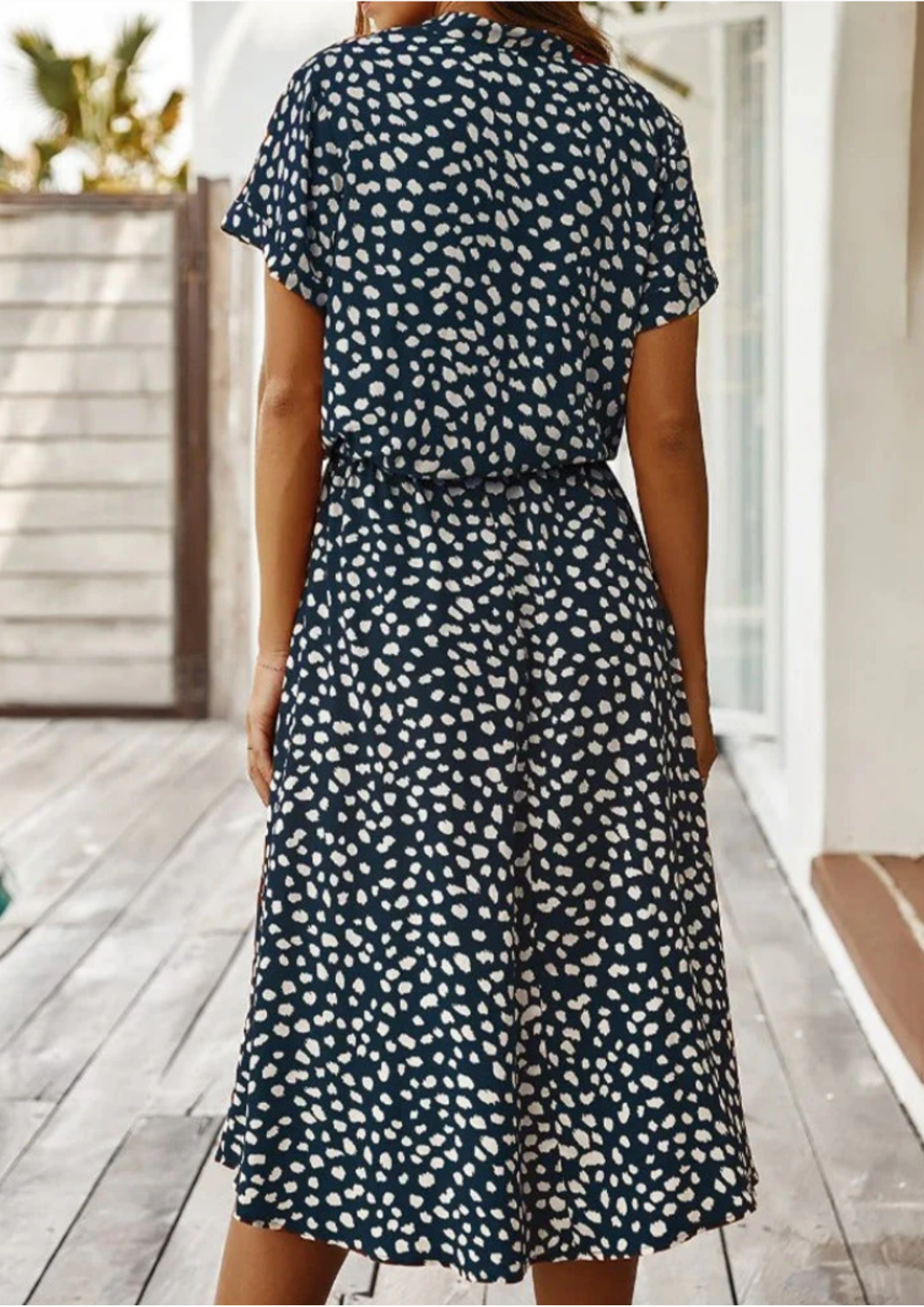 Sienna | Women's Midi Dress with Spotted Print and Button-Down Detail