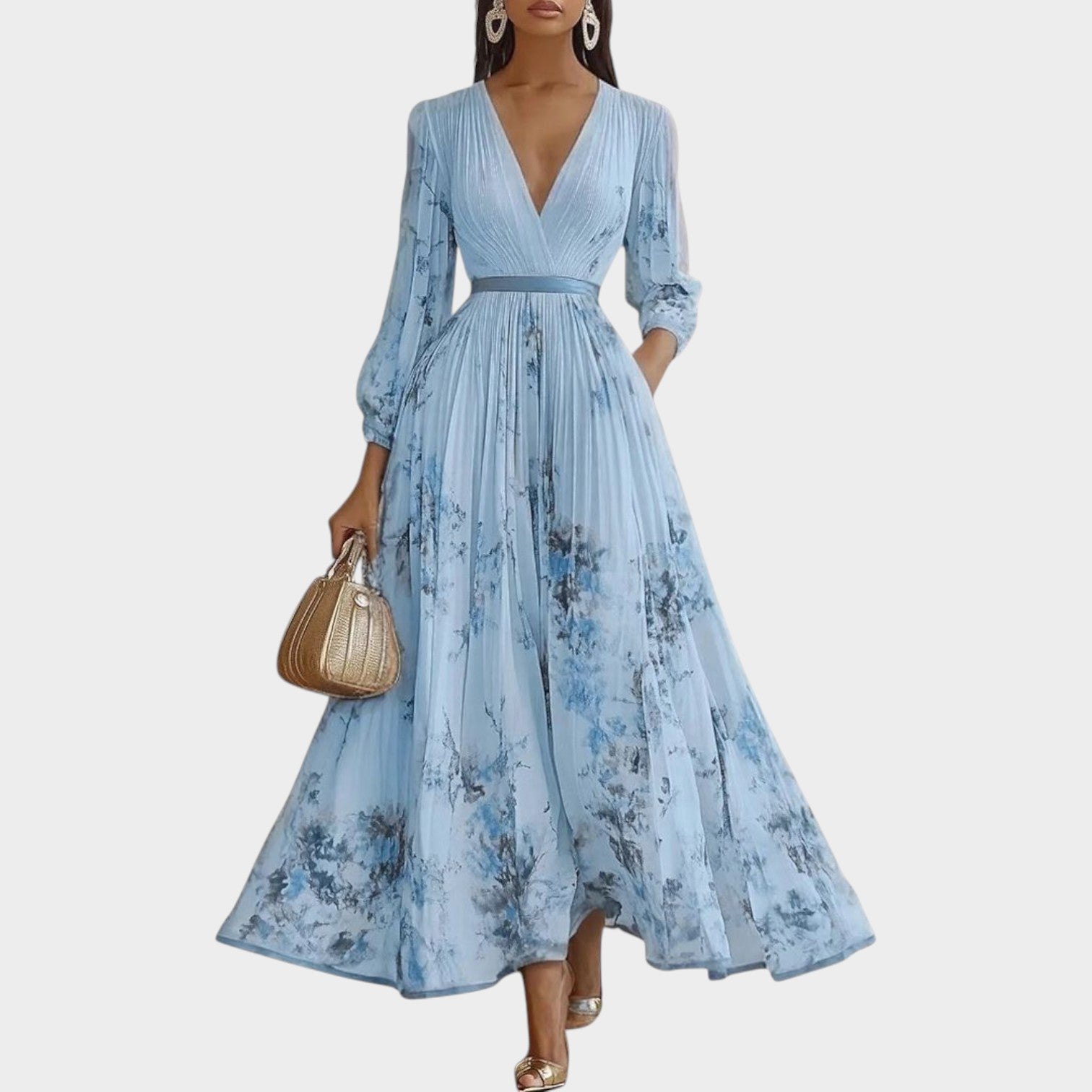 Floral Pleated Maxi Dress