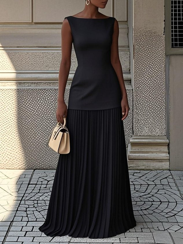 Eliza™ | Sleeveless Maxi Dress with Pleated Design