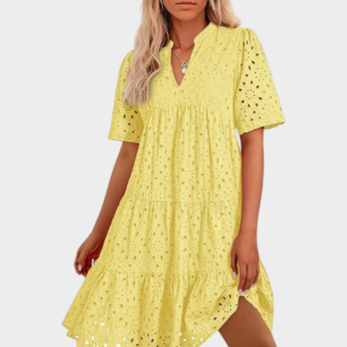 Women's Eyelet Tiered Mini Dress
