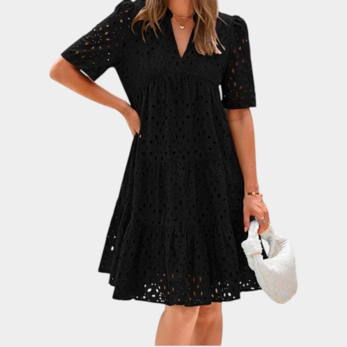 Women's Eyelet Tiered Mini Dress