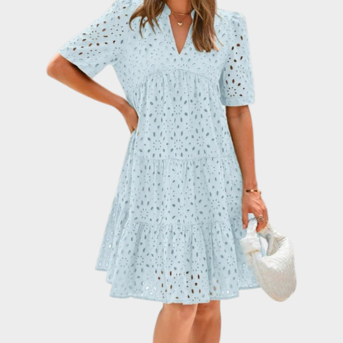 Women's Eyelet Tiered Mini Dress