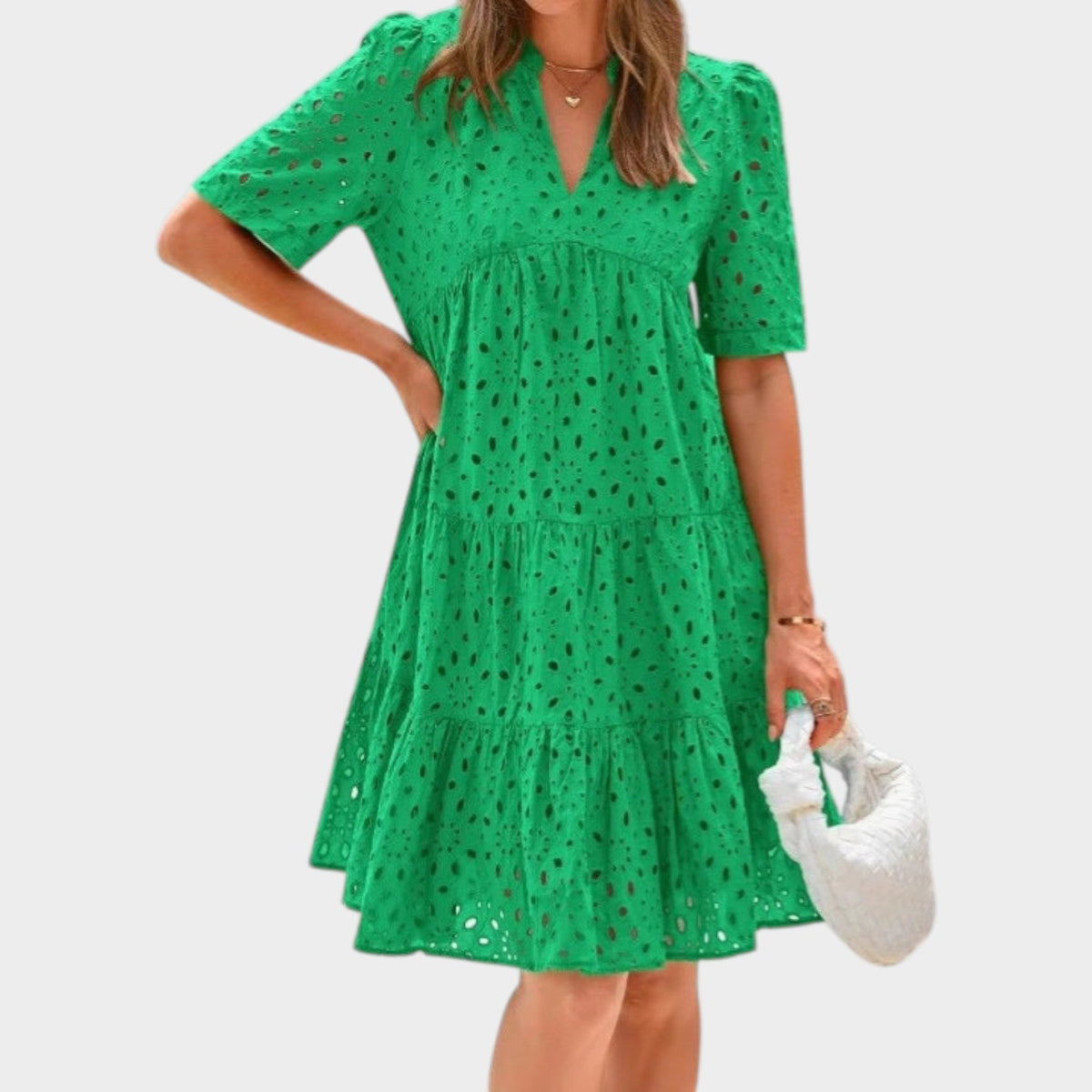 Women's Eyelet Tiered Mini Dress