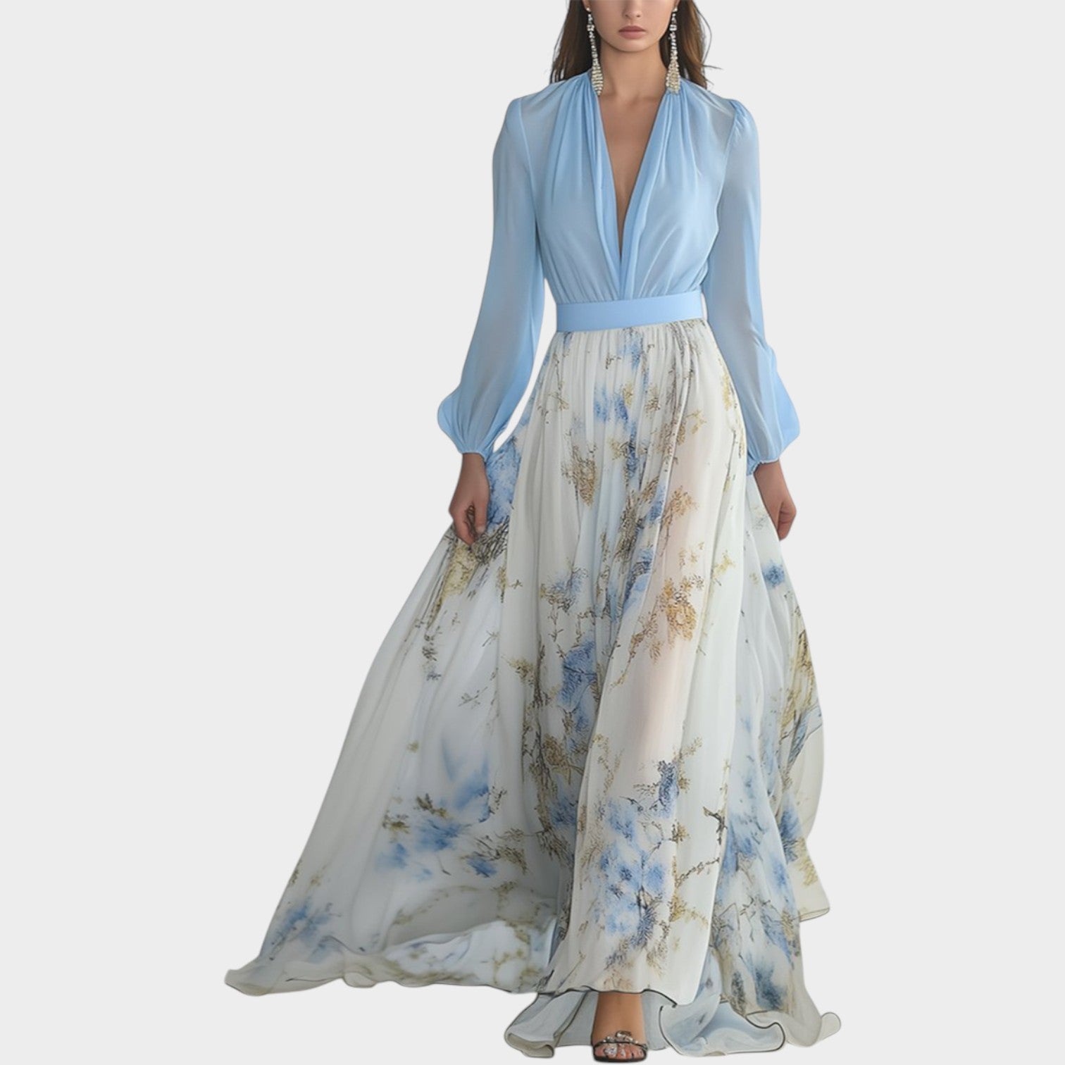 Floral Chiffon Maxi Dress