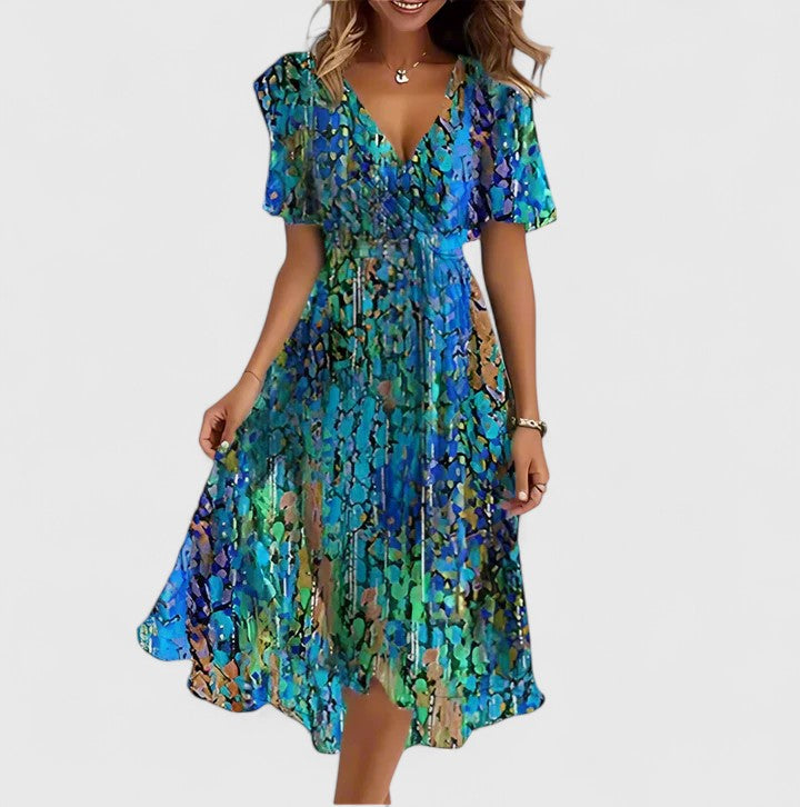 Floral Midi V-Neck Dress