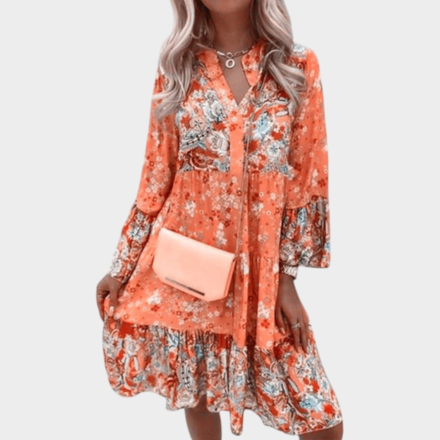 Long Sleeve Floral Boho Mini Summer Dress