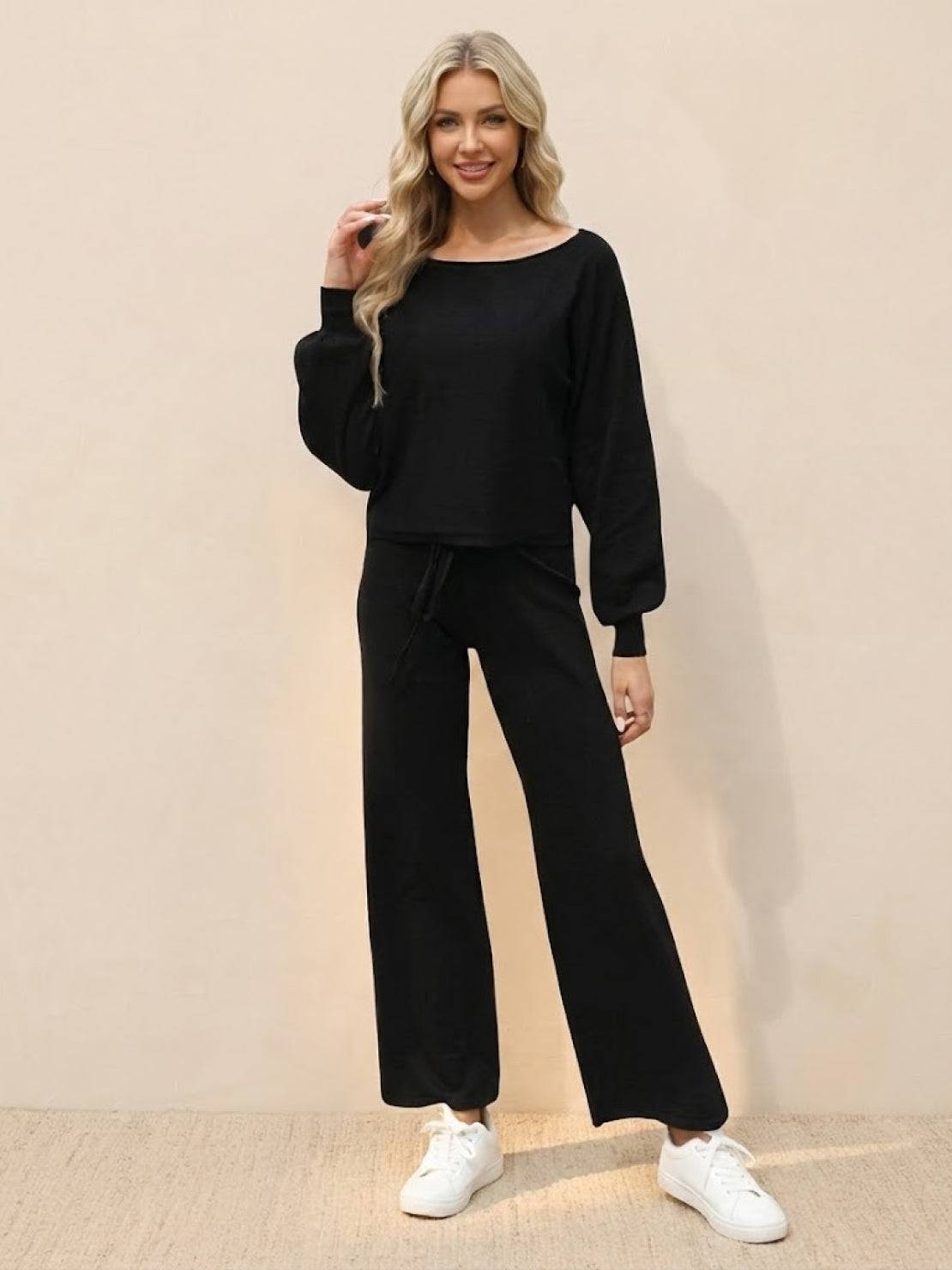 Hailey | Women's Cropped Sweatshirt & Wide-Leg Pants Lounge Ensemble