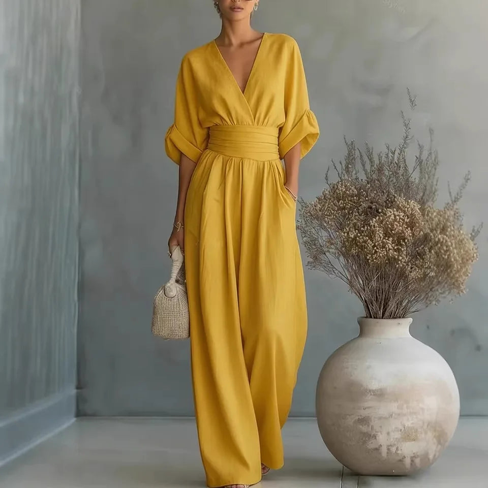 Flowing Waist Detail Wide-Leg Jumpsuit