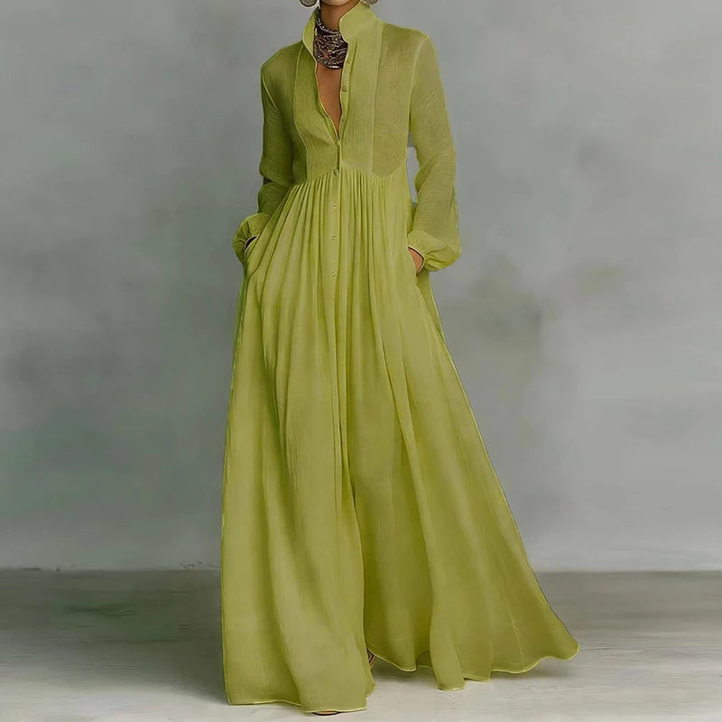 Flowing Button-Front Maxi Dress