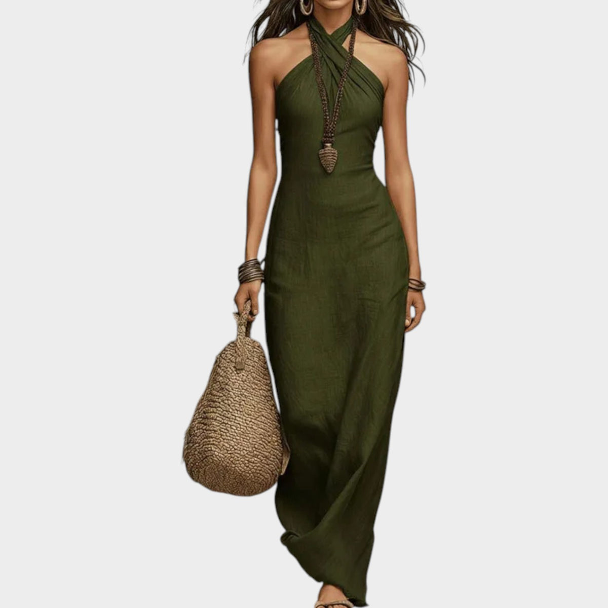Women's Maxi Dress Boho Linen Halter