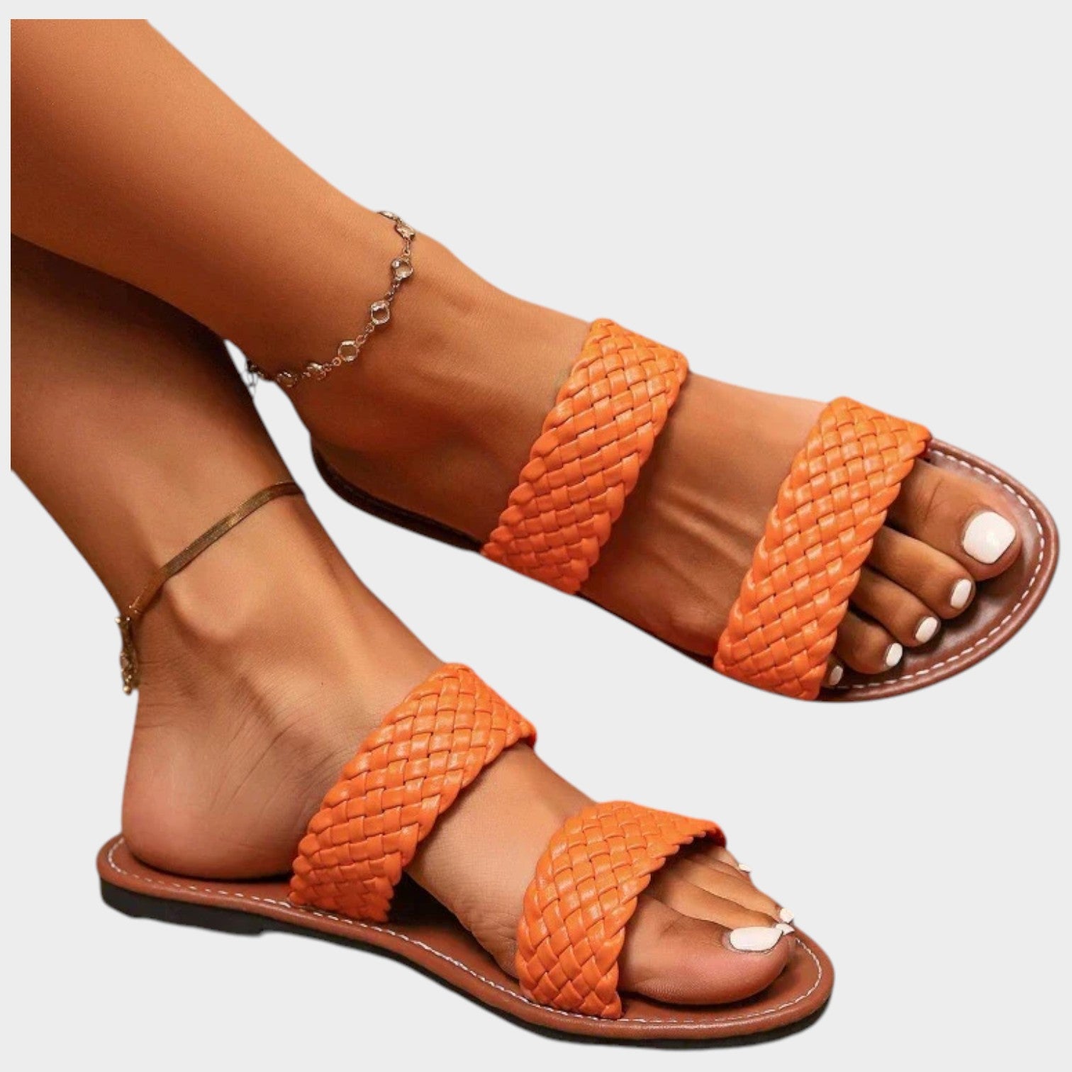 Woven Double Strap Slide Sandals