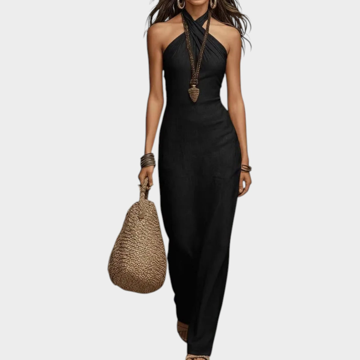 Women's Maxi Dress Boho Linen Halter