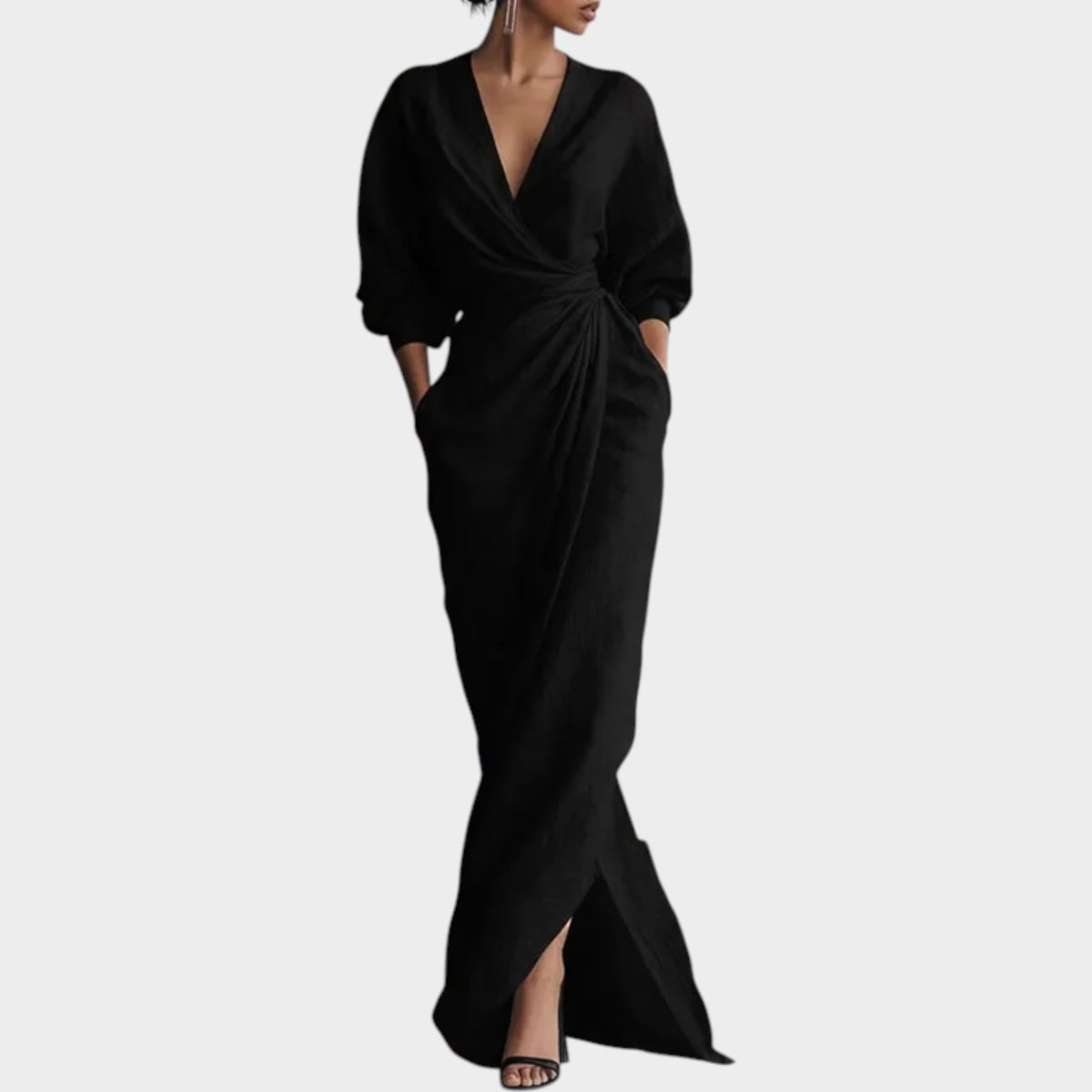 Women's Linen Wrap Maxi Dress