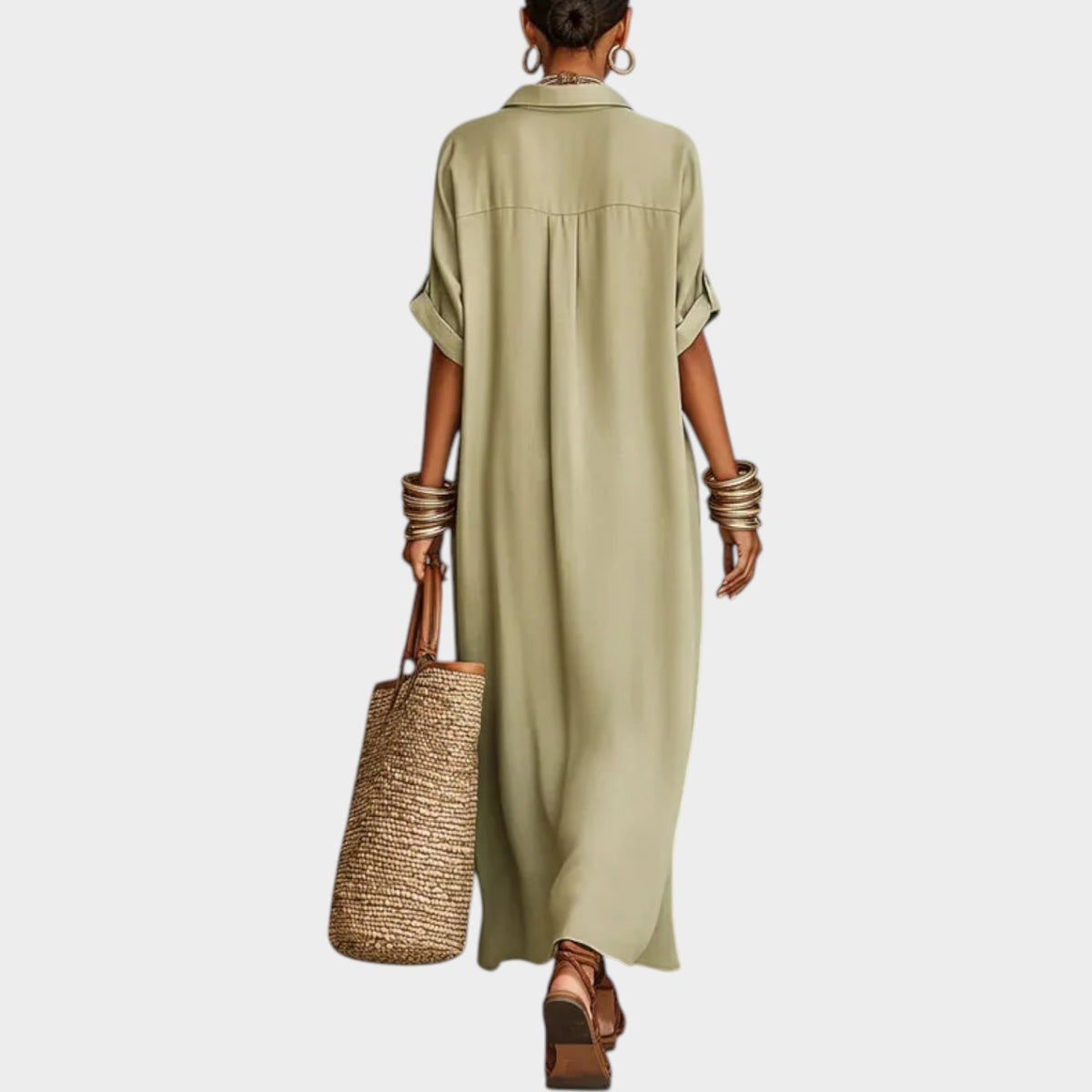 Women's Linen Shirt Maxi Dress