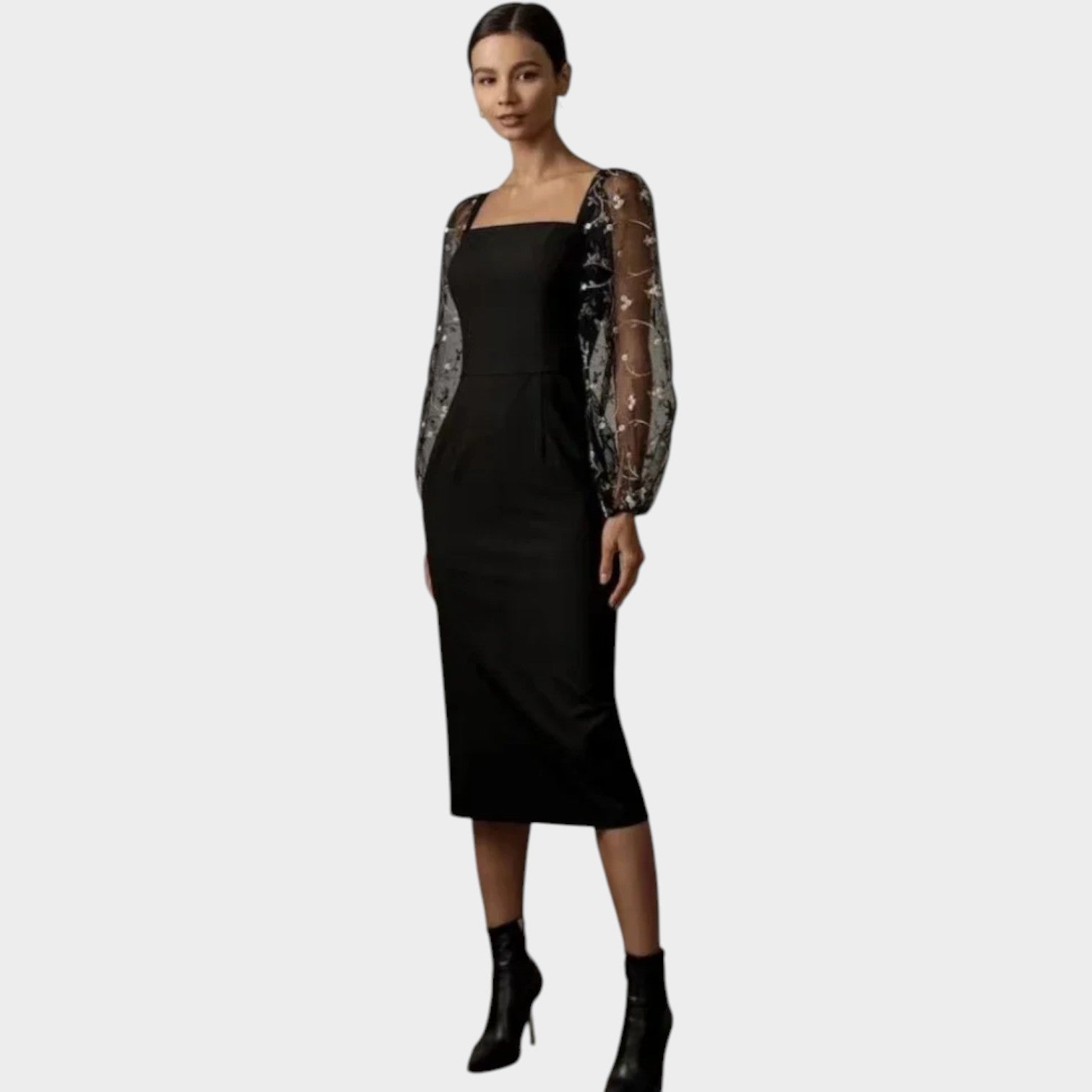 Formal Sheer Midi Dress