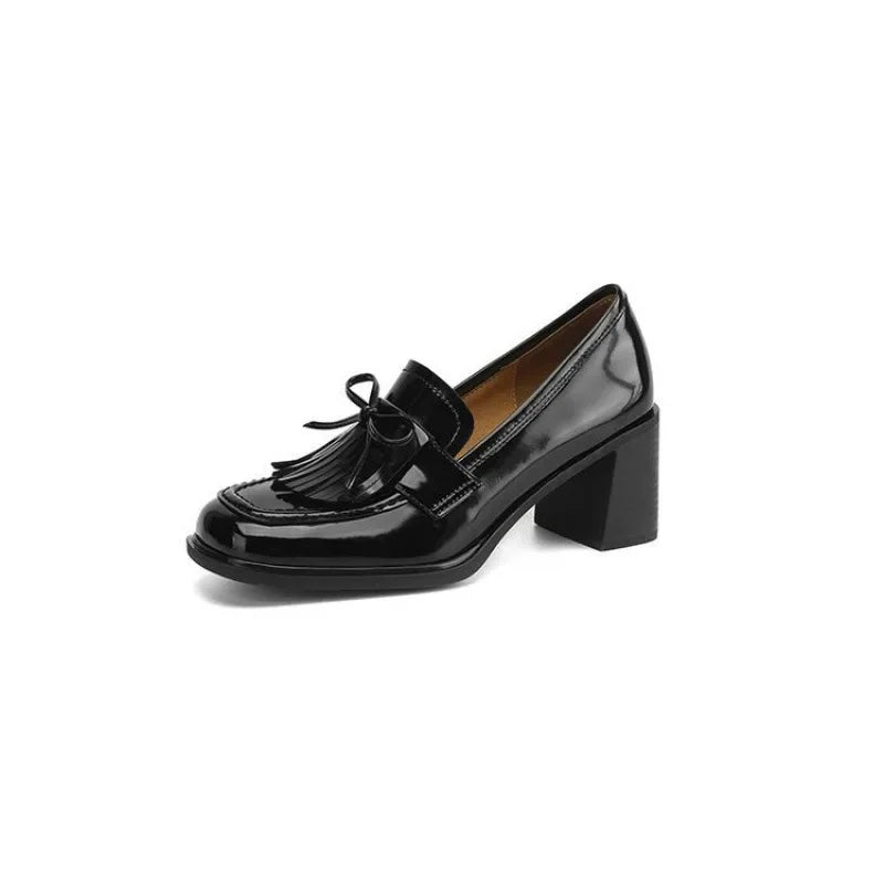 Vivienne | Women's Block Heel Tassel Loafers with Round Toe