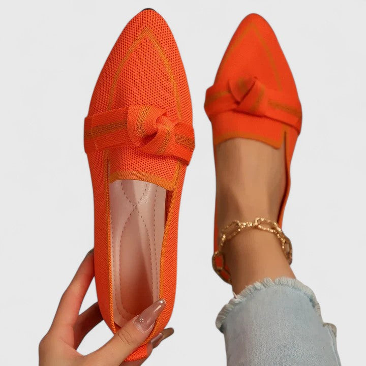 Nova | Women's Slip-On Flat Loafers with Pointed Toe and Knot Accent
