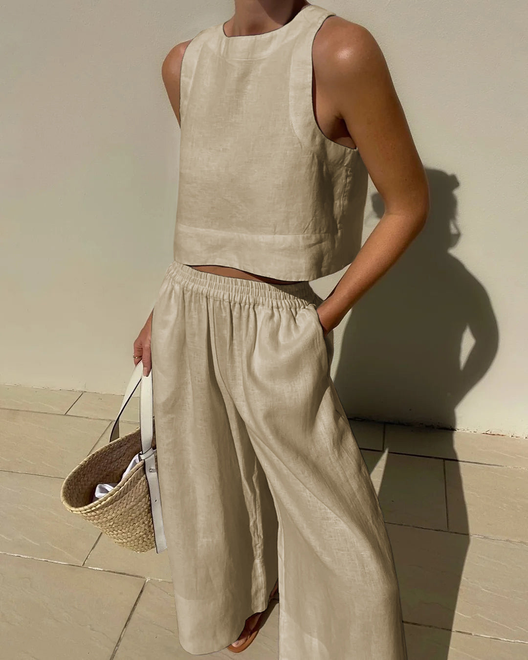 Salina | Women's Two-Piece Crop Top and Wide-Leg Pants Set