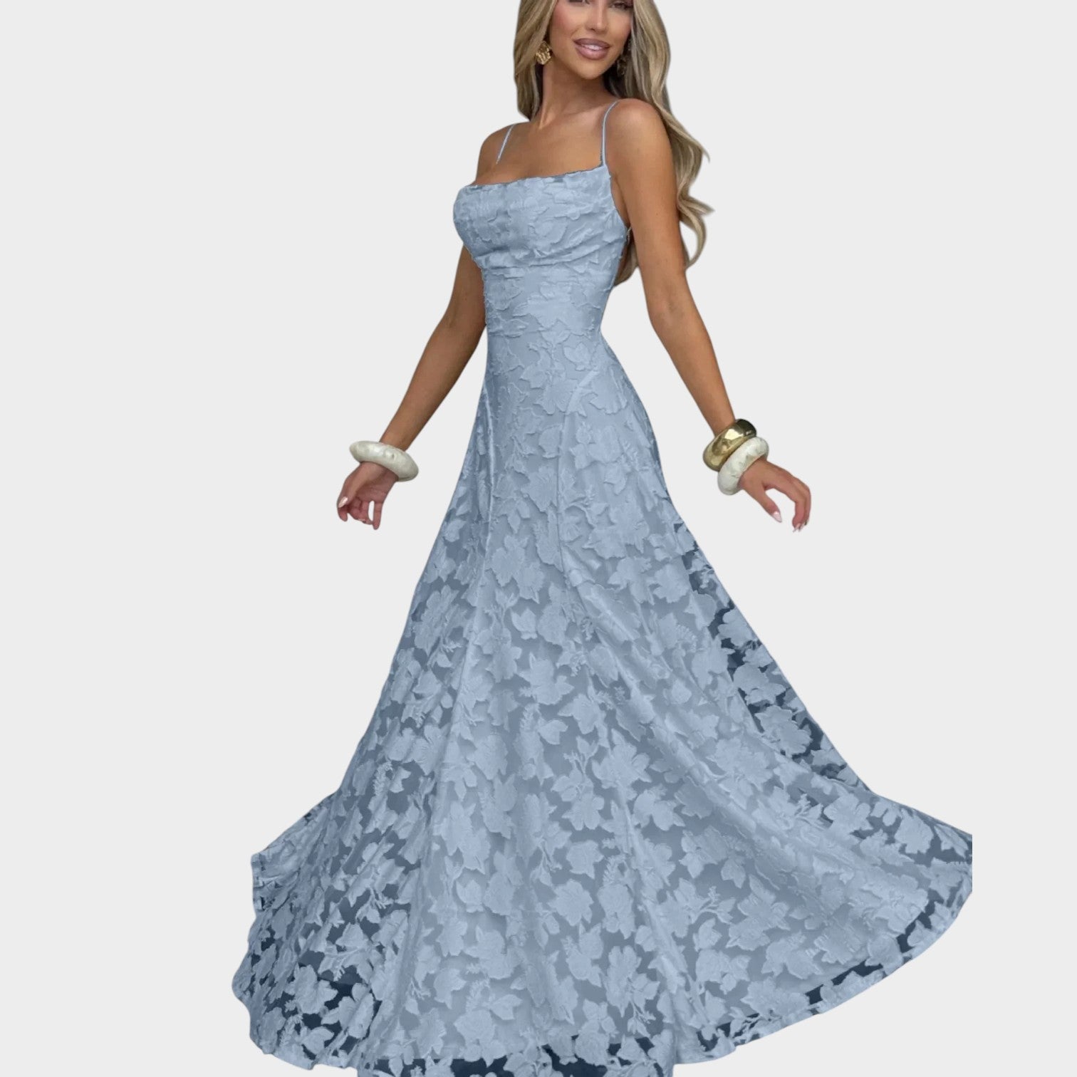 Strapless Lace Maxi Formal Dress