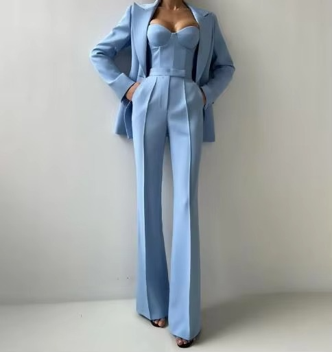 Tiffany | Women's Three-Piece Blazer Set with Corset Top and Flared Trousers