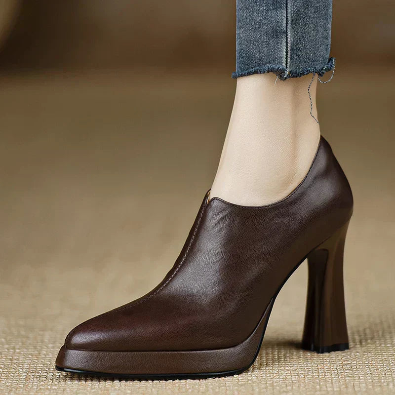 Giselle | Women's Platform Block Heel Pumps with Side Zipper