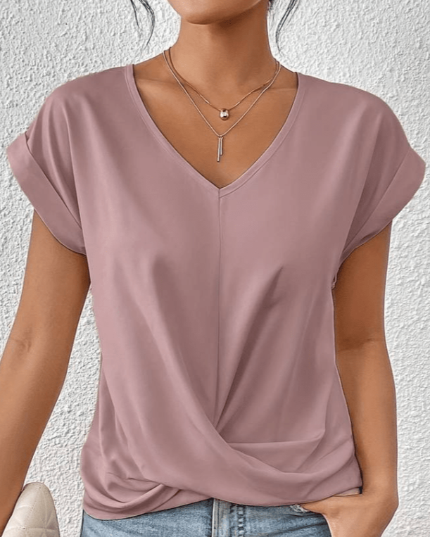 Jade | Women's Short Sleeve V-Neck Twist Front Top