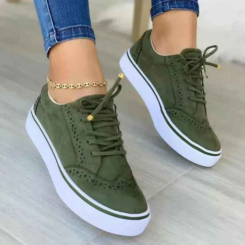 Harper | Women's Lace-Up Platform Sneakers with Brogue Accents
