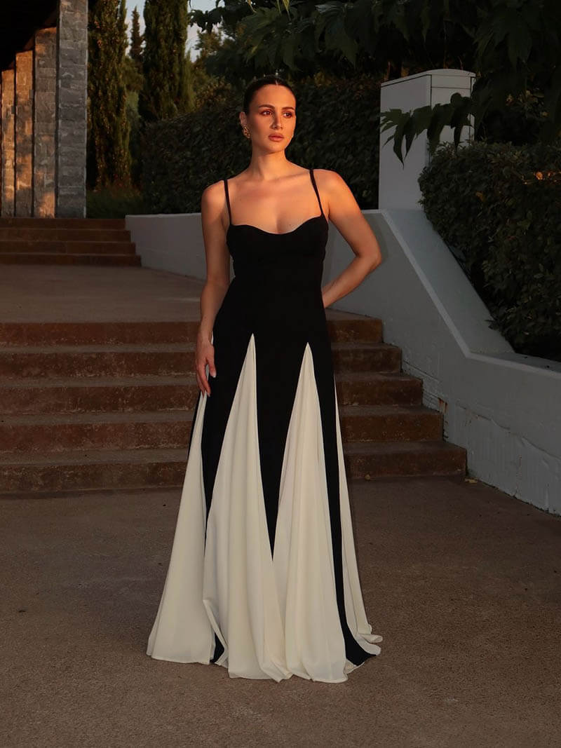Paloma™ | Chic Black and White Maxi Dress
