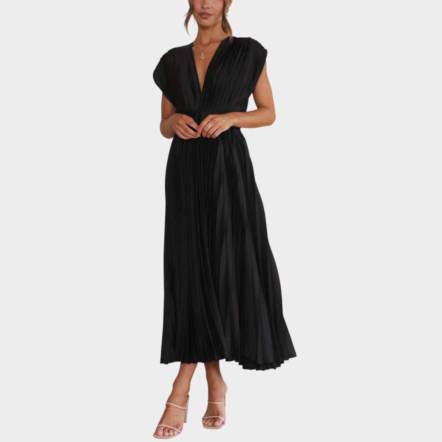 Pleated Wedding Guest Midi Dress
