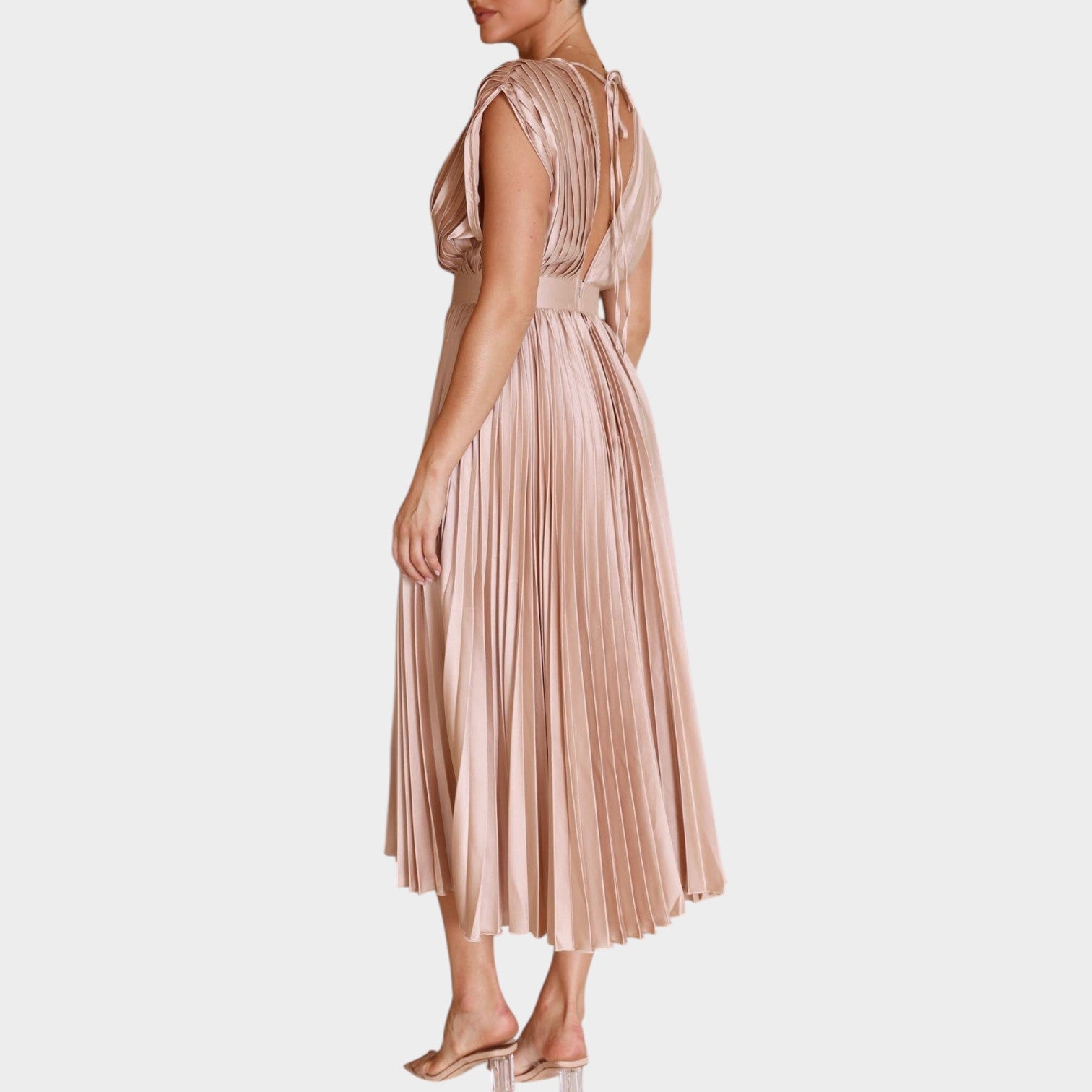 Pleated Wedding Guest Midi Dress