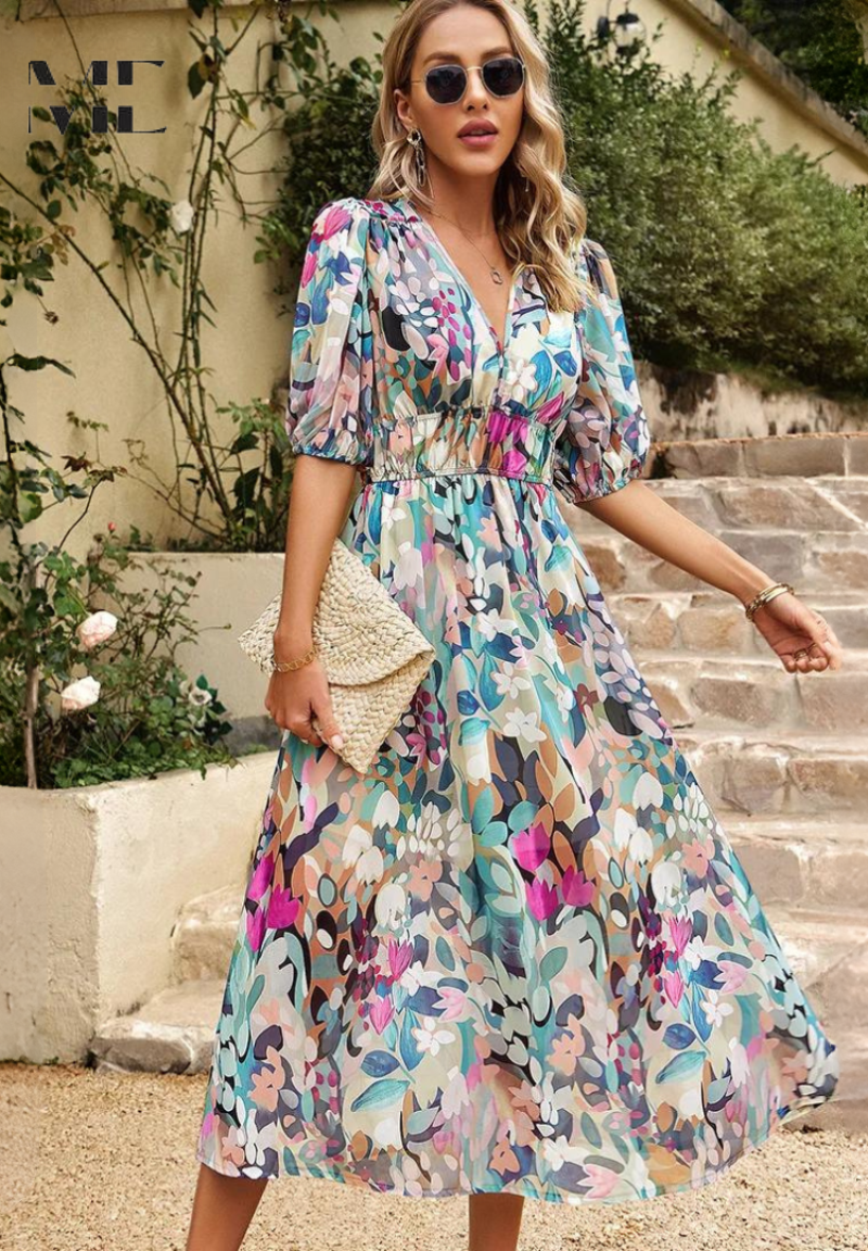 Monica™ | Chic Floral Elegance Dress