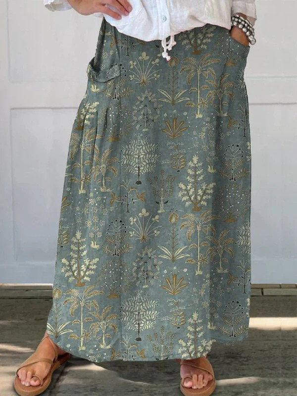 Carly™ | Woodland Print Elastic Waist Pocket Skirt