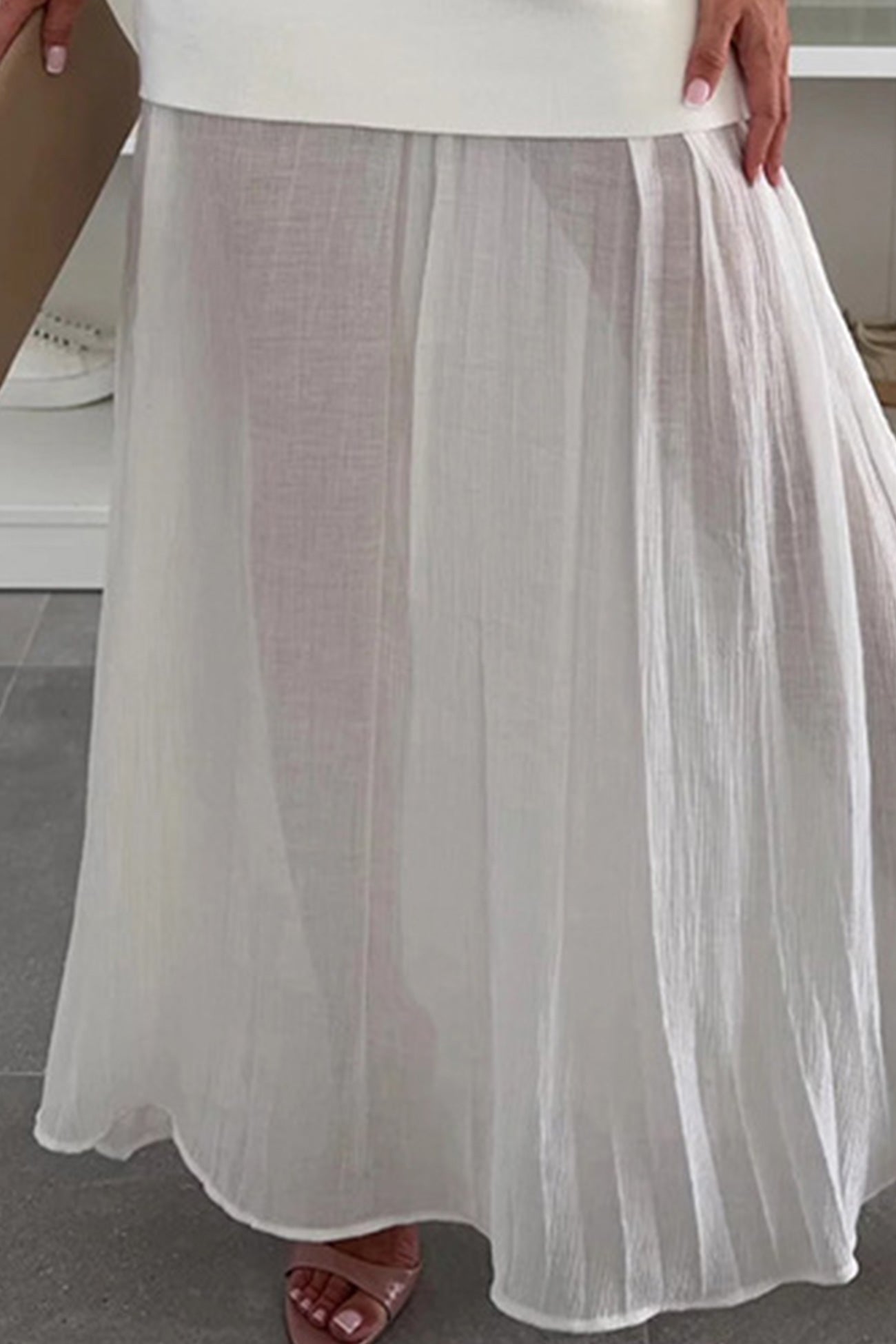V-Neck Knit Top & Pleated Maxi Skirt Set