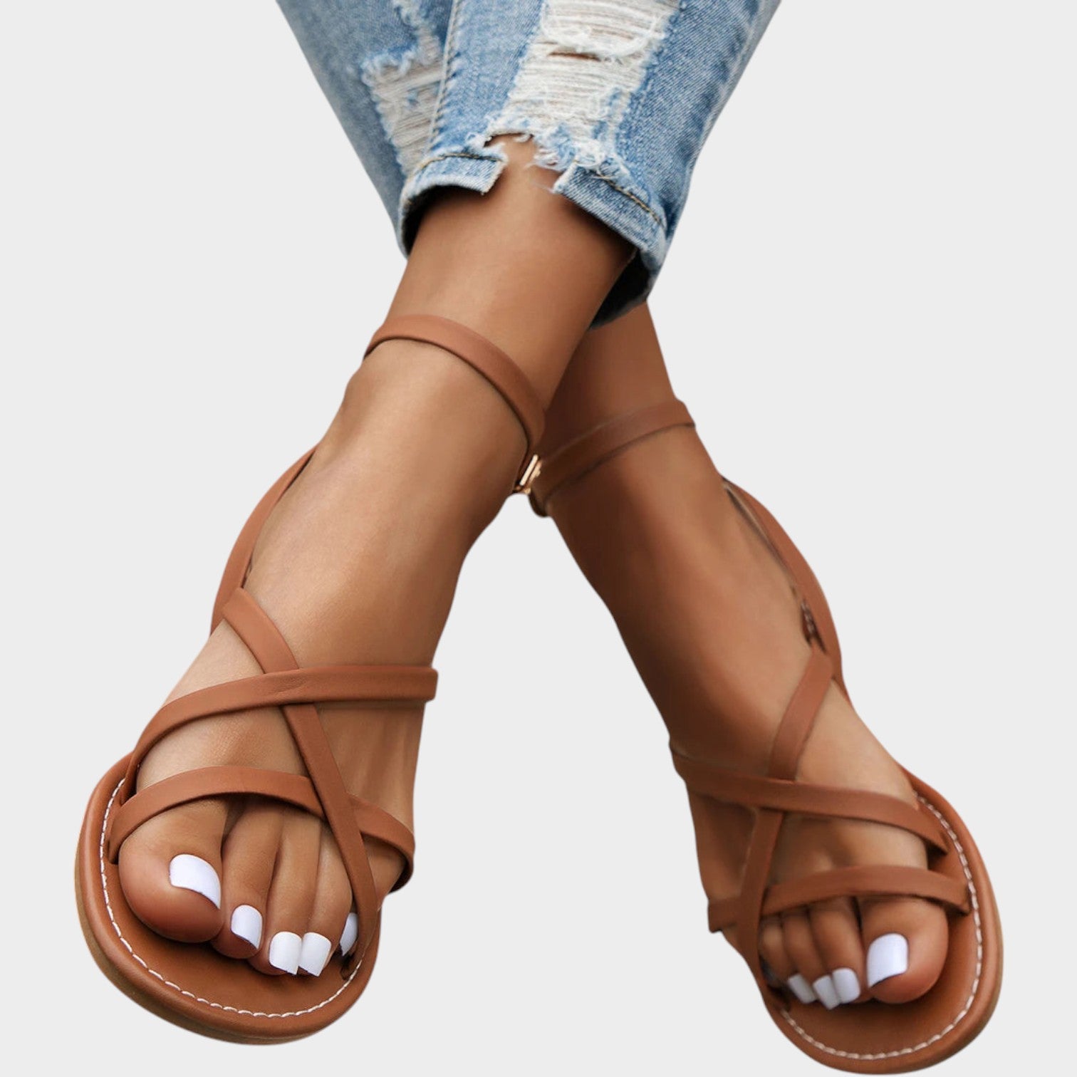 Strappy Flat Leather Sandals