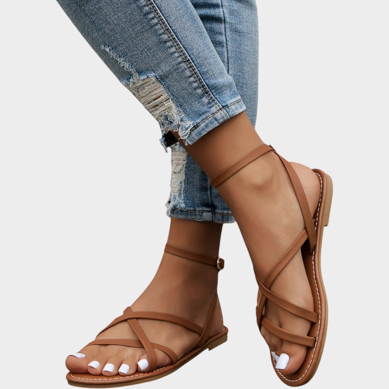 Strappy Flat Leather Sandals