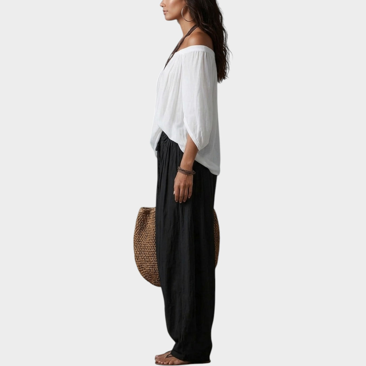Women's Two Piece Set Off-Shoulder Top & Lantern Pants