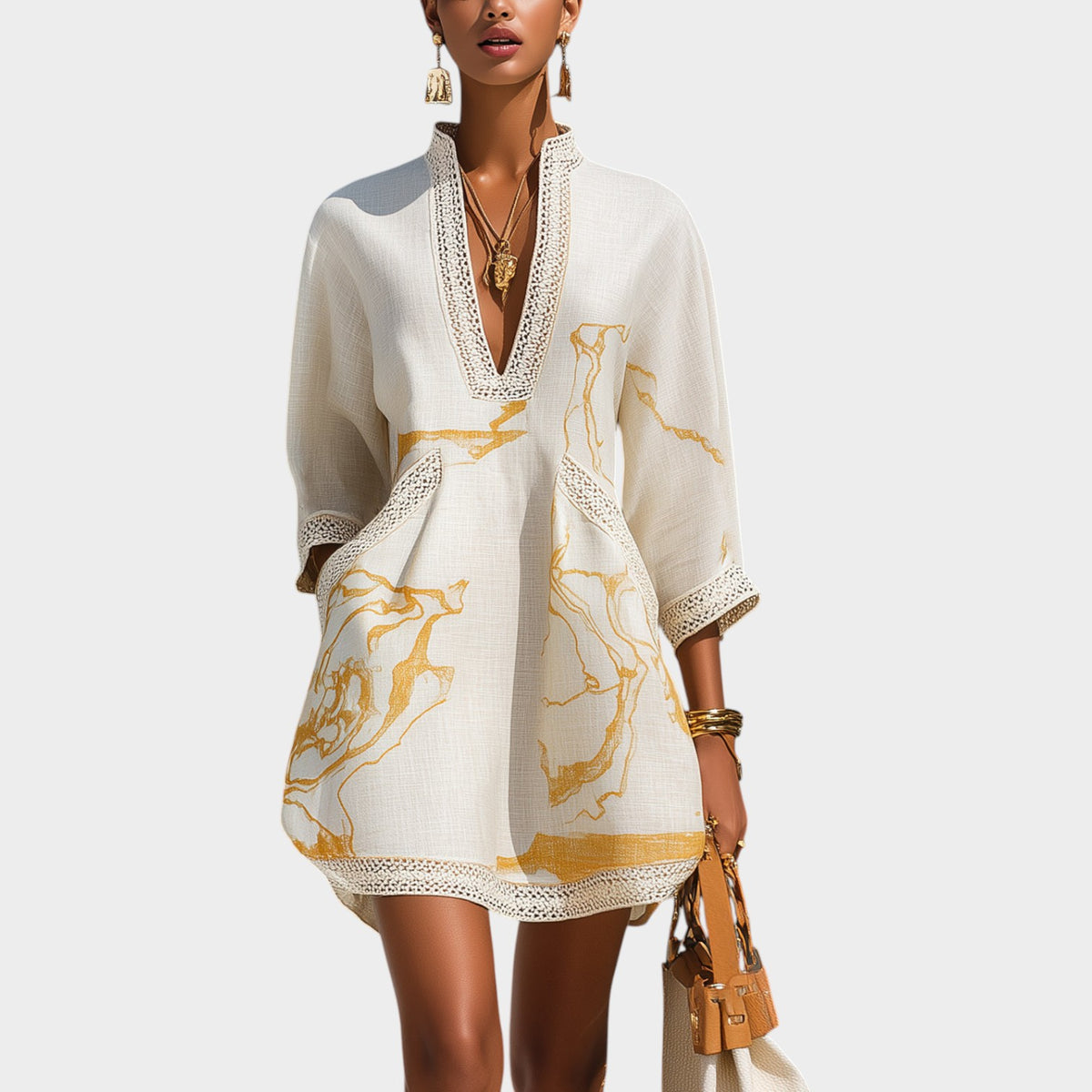 Women's Mini Dress V-Neck Crochet Lace