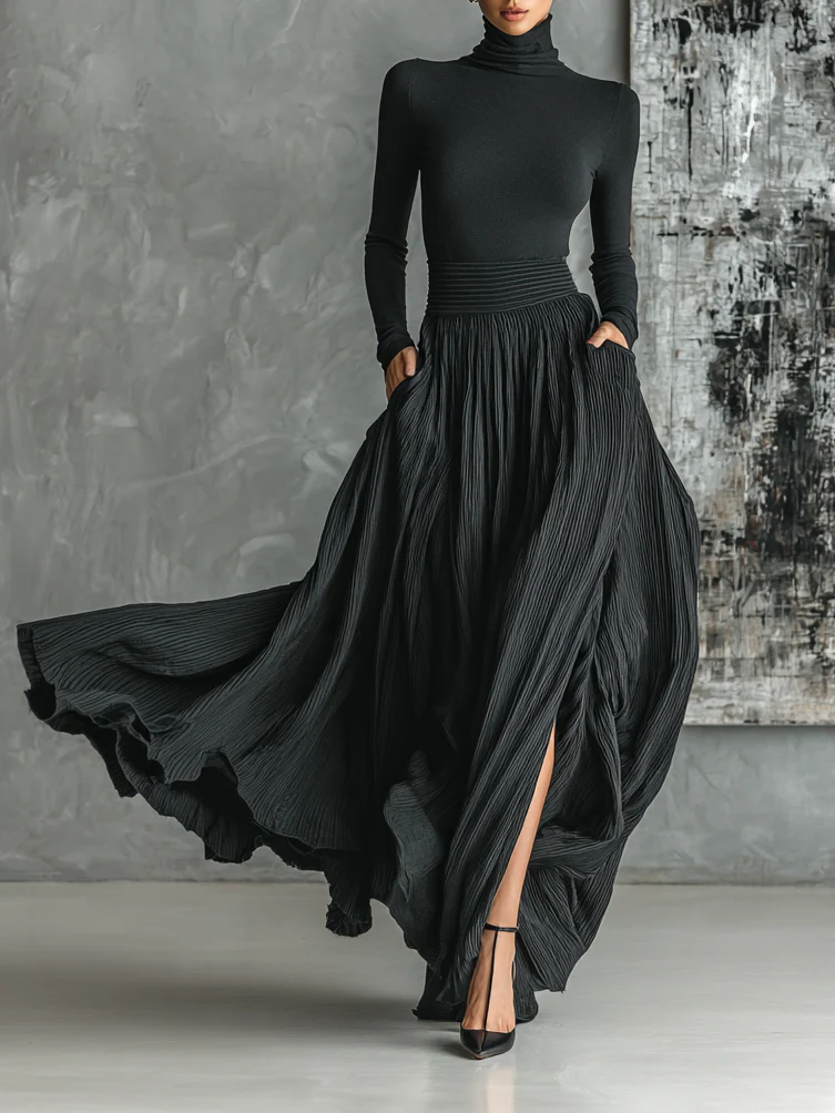 Lucy™ | Turtleneck and Pleated Skirt Ensemble