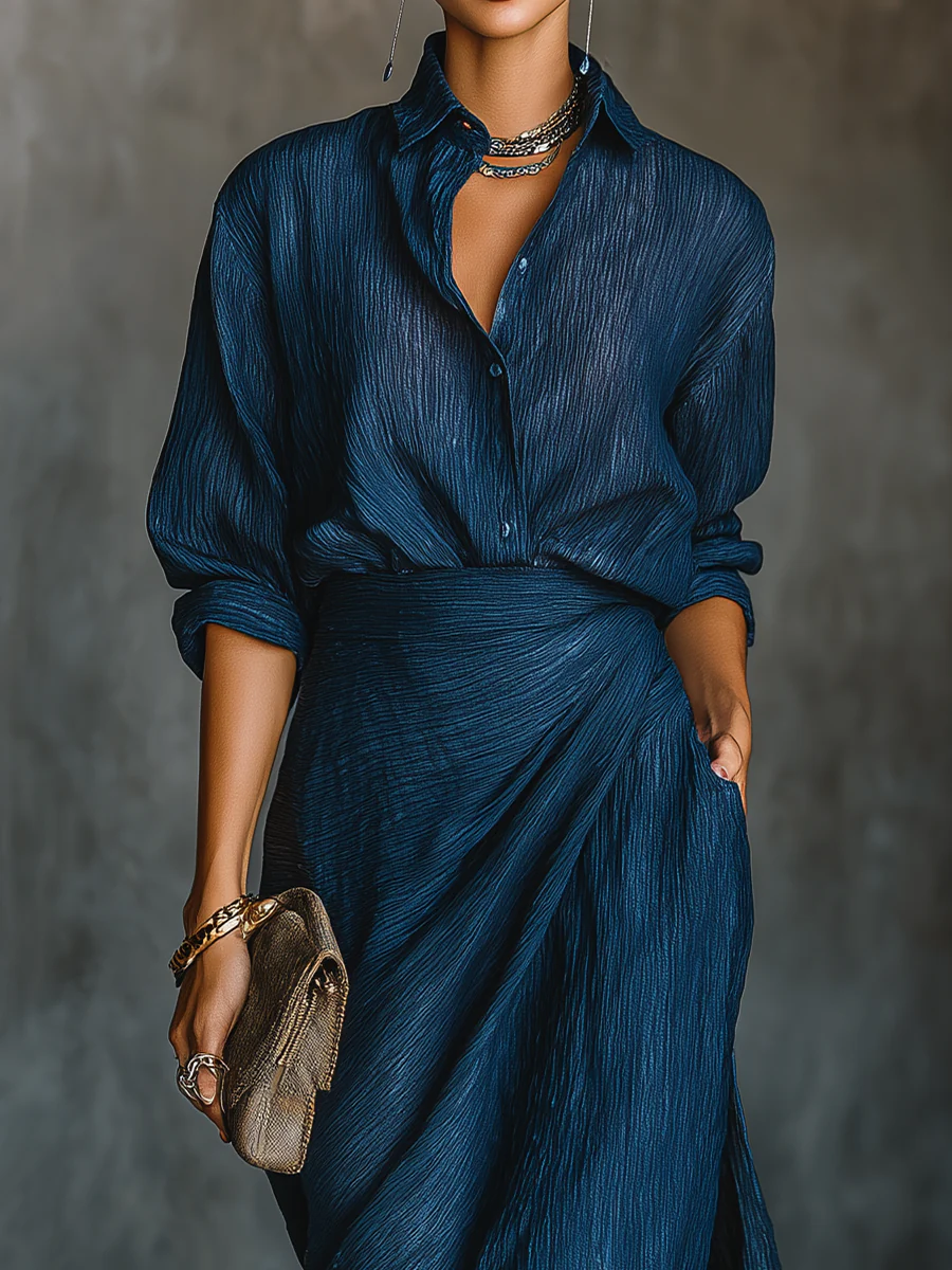 Lucille™ | Chic Shirt and Maxi Skirt Ensemble